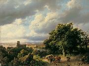 Barend Cornelis Koekkoek Flublandschaft mit Ruine und Pferdewagen Spain oil painting artist